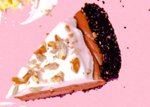 Image of "Bama Mud Pie Mousse" on a pink backdrop.